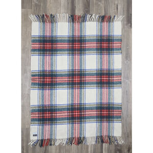 Vintage Wool Lap Blanket England Antique Dress Stewart Tartan Plaid 47x36...